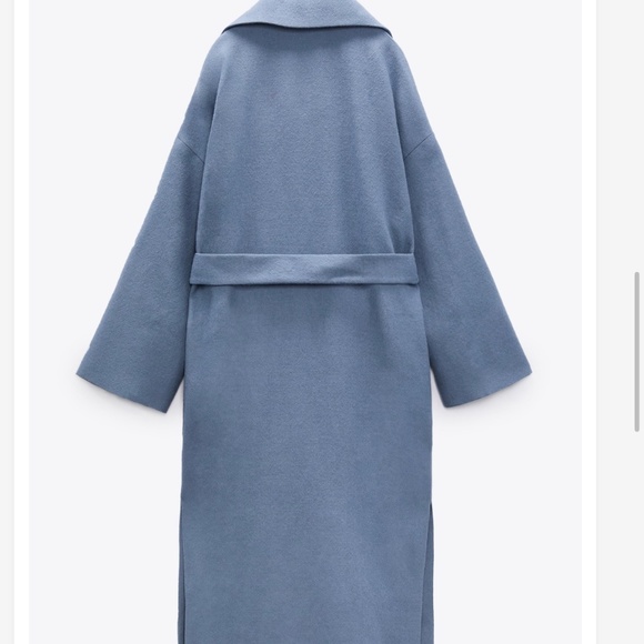 Zara Wool Blue Belted Spring Coat Sz. XL - Picture 3 of 9